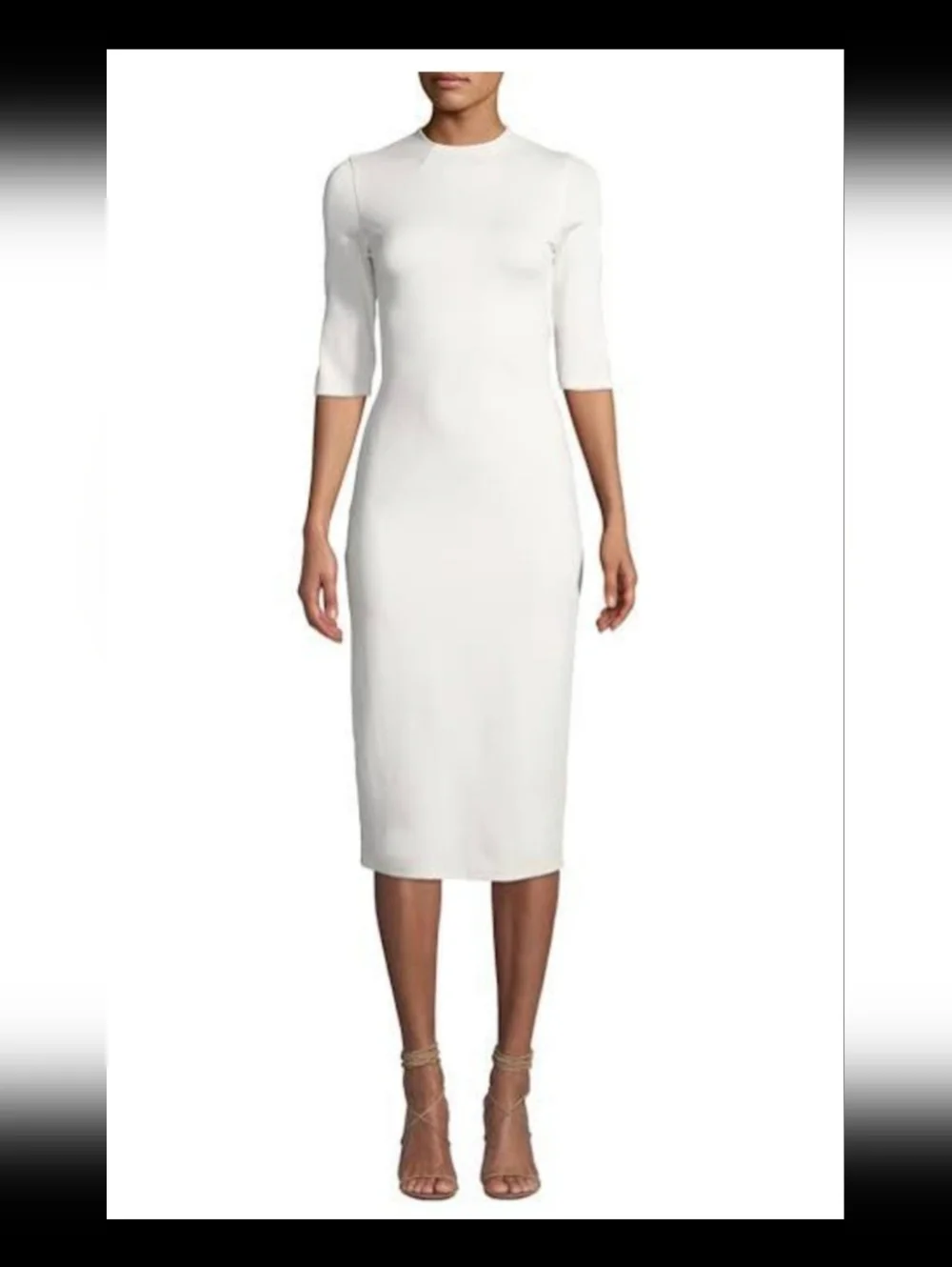 Alice + Olivia Delora Fitted Mock Neck Dress in Off White Size 8 - Picture 5 of 13
